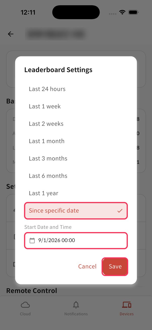 Leaderboard Settings dialog
