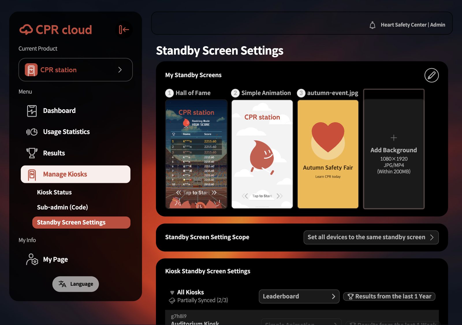 Add Background tile in My Standby Screens