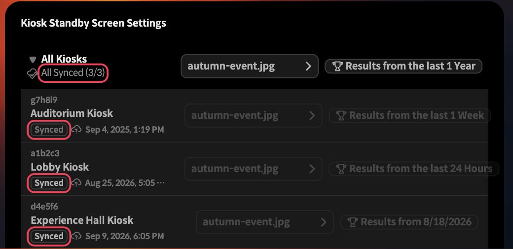 All Synced status with Synced badges on each device