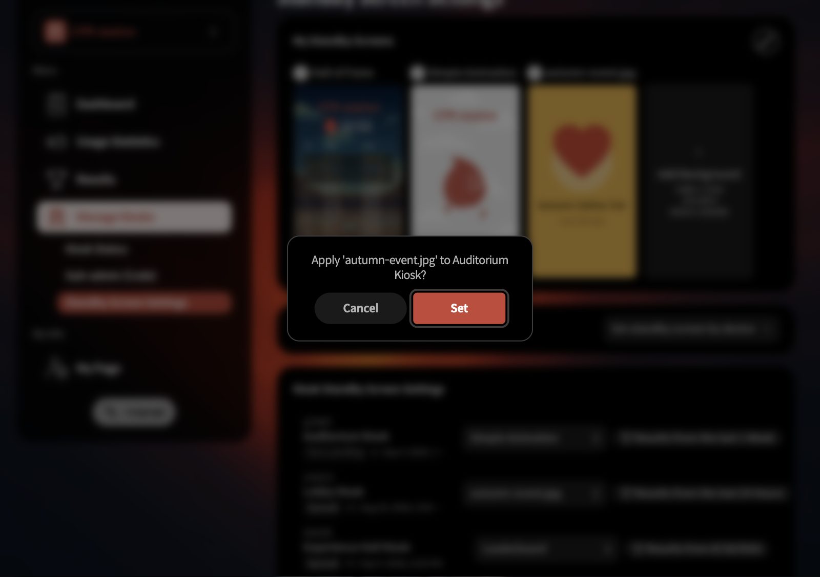 Confirmation asking to apply the screen to one device